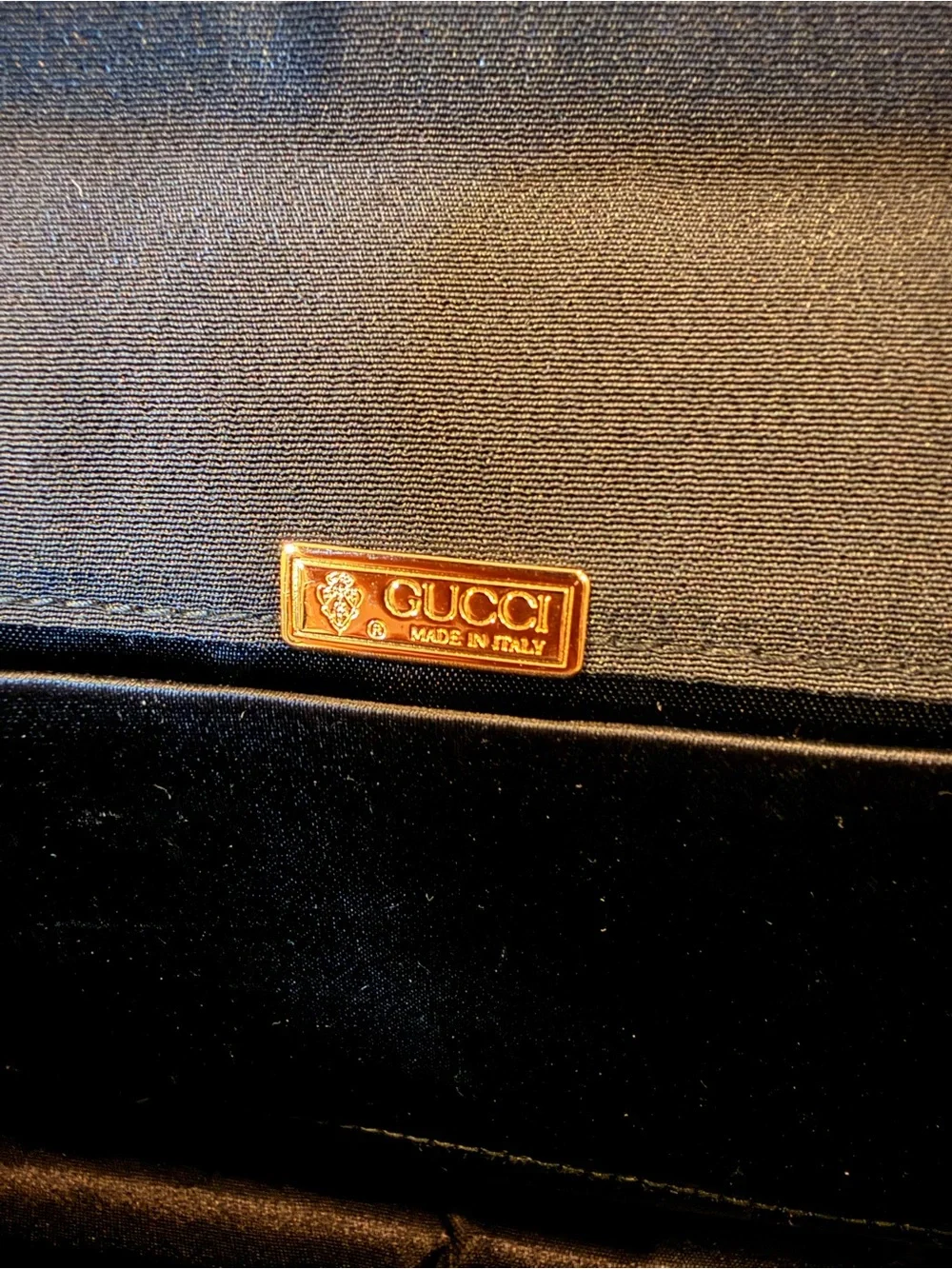 Vintage Gucci Black Satin Bow Evening Clutch Formal Designer Bag